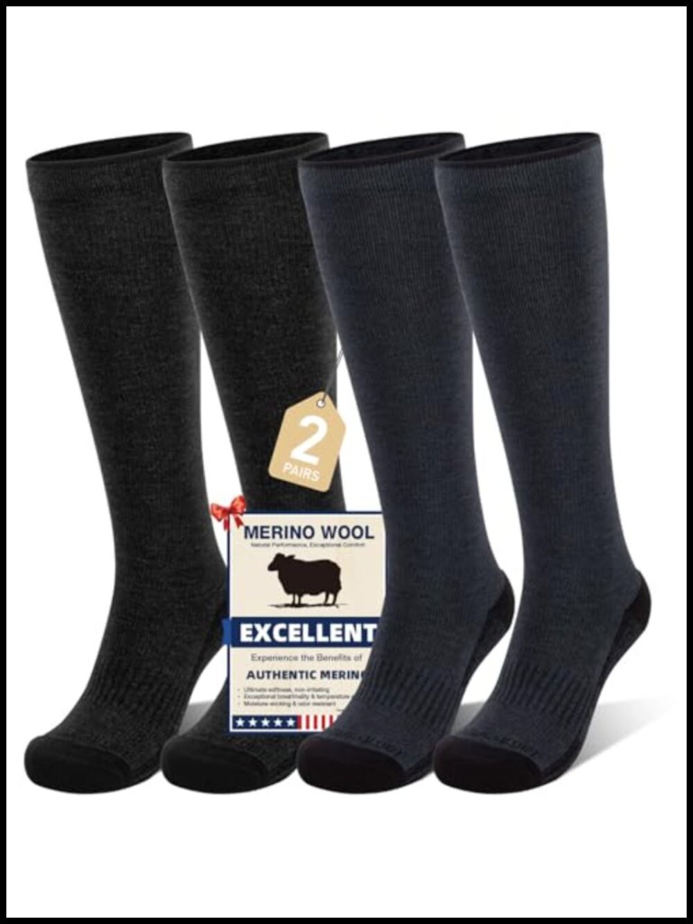 Merino Wool Compression Socks 15-20 mmHg Knee-High